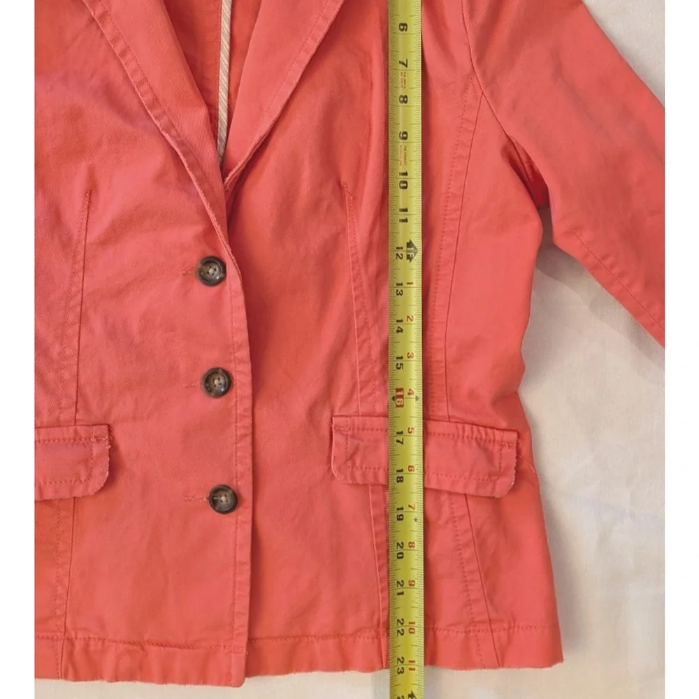 Old Navy Womens Large Coral Cotton Blazer 3/4 Sleeve 3 Button Jacket L - Picture 7 of 11